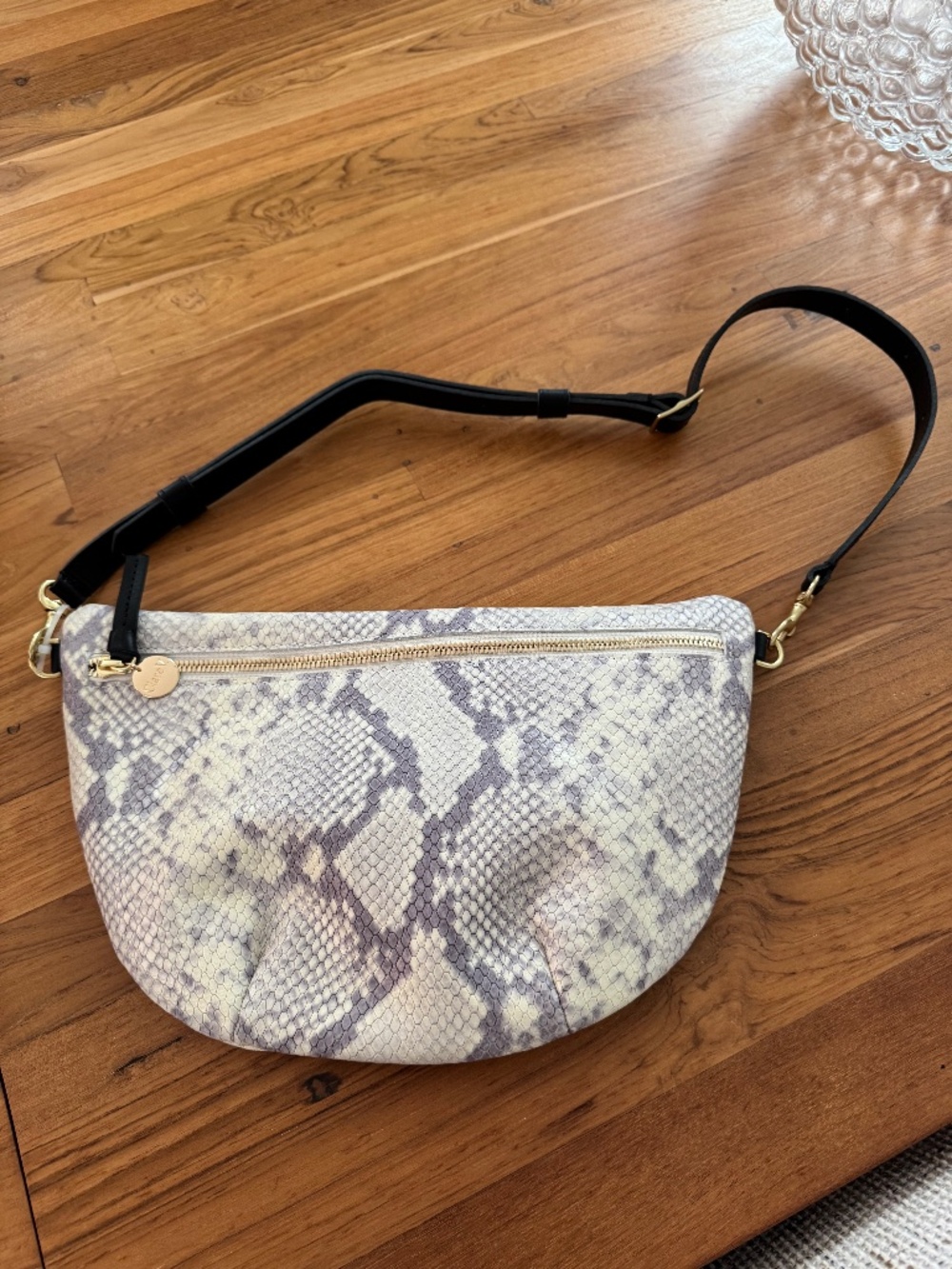 Clare V. Grande Fanny in the Gray/White Snake Orig $395 NWOT